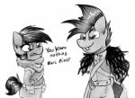 angry clothed clothing dialogue duo female hair male simple_background text white_background marsminer game_of_thrones hasbro my_little_pony fan_character mars_miner pluto_ellipse equid equine horse mammal pony 2017 english_text greyscale hi_res monochrome