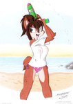 anthro beach bikini bikini_bottom breasts clothed clothing female nipples no_bra seaside shirt solo summer swimwear toony topwear toy toy_gun translucent translucent_clothing two-piece_swimsuit water water_gun wet wet_clothing wet_shirt wet_topwear tirashanks_(artist) felid feline lynx mammal kim_(disambiguation) 2019