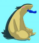 balls blush disembodied_hand duo feral foreskin genitals male penis solo_focus da~blueguy nintendo pokemon blue_guy_(da~blueguy) generation_2_pokemon pokemon_(species) typhlosion 2016 low_res