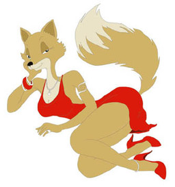 anthro biped clothing dipstick_tail dress female footwear high_heels jewelry markings red_clothing red_dress shoes simple_background solo tail tail_markings white_background unknown_artist zorra canid canine fox mammal low_res source_request