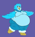 anthro beak belly blue_hair female hair morbidly_obese neck_tuft obese overweight solo thick_thighs tuft weight_gain wings fawxen undertale undertale_(series) undertale_yellow martlet_(undertale_yellow) avian bird