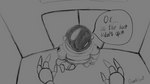 16:9 4k absurd_res armor barotrauma comic diving_suit english_text gankgoat headgear helmet hi_res monochrome monster mudraptor not_furry text trapped widescreen