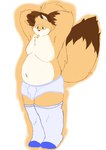 anthro belly brown_body brown_fur bulge clothing fur kemono male moobs navel overweight overweight_anthro overweight_male simple_background solo underwear white_background armadirou canid canine fox mammal 2020 hi_res