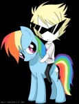 blue_body blue_fur cutie_mark duo eyewear female feral fur hair male multicolored_hair multicolored_tail purple_eyes rainbow_hair rainbow_tail riding simple_background straddling sunglasses tail text transparent_background timeless-knight friendship_is_magic hasbro homestuck ms_paint_adventures my_little_pony dirk_strider rainbow_dash_(mlp) equid equine horse human mammal pony 2012 2_frame_animation alpha_channel animated crossover english_text short_playtime