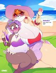 5_fingers anthro balls_outline barefoot beach belly big_belly big_breasts blush bracelet breast_size_difference breasts bulge cleavage clothed clothed_anthro clothed_female clothed_gynomorph clothing cloud crossgender dessert detailed_bulge dialogue dipstick_ears duo ear_markings eyebrows eyelashes feet female fingers food ftg_crossgender fti_crossgender genital_outline gynomorph hair hat headgear headwear holding_food holding_ice_cream holding_object huge_breasts ice_cream ice_cream_cone intersex jewelry larger_anthro larger_gynomorph larger_intersex mature_anthro mature_gynomorph mature_intersex multicolored_ears necklace offscreen_character orange_hair penis_outline purple_hair size_difference sky smaller_anthro smaller_female speech_bubble sun_hat text thick_thighs water chromapan sega sonic_the_hedgehog_(series) cj_(snekinabox) vanilla_the_rabbit lagomorph leporid mammal rabbit 2025 artist_name digital_media_(artwork) english_text hi_res signature