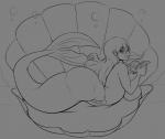 ambiguous_gender big_breasts book breasts butt eyewear female glasses hair long_hair looking_at_viewer lying nude on_front solo split_form underwater water thecon bivalve clam giant_clam marine merfolk mollusk 2016 digital_drawing_(artwork) digital_media_(artwork) hi_res monochrome