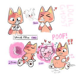 ambiguous_gender anthro belly_rub blush blush_lines duo expansion fully_inside happy inflation inside internal intersex intersex/male macro male micro oral_vore pawpads paws potion relaxing scarf shrinking size_transformation tight_fit transformation vore regano5075 coral_(dsuser) ghost_(localghost) domestic_cat felid feline felis mammal hi_res