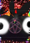 anthro big_breasts black_body black_hole breasts claws cosmic cosmic_background female glitch gradient_background heart_eyes heart_pupils heart_symbol long_tongue macro mimos_(kajizy) multicolored_tongue occult_symbol open_mouth pentacle pentagram rainbow rainbow_tongue simple_background solo space star star_symbol symbol teeth tongue kajizy alien kaiju mammal hi_res