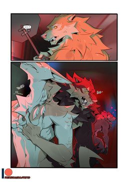 2_panel_comic anthro bodily_fluids braided_hair brown_body brown_fur chest_tuft dialogue fangs fur group hair hand_on_chest holding_object holding_sign hunched_over looking_back male patreon_logo scared sign speech_bubble stop_sign substance_intoxication sweat tan_body tan_fur teeth text tuft yellow_sclera patto mythology patreon kota_(patto) luca_(patto) nio_(patto) yuri_(patto) canid canine canis mammal mythological_canine mythological_creature werecanid werecanine werecreature werewolf wolf comic english_text hi_res multiple_scenes url