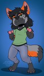 4_toes 5_fingers ambiguous_gender anthro black_hair digitigrade eyewear feet fingers glasses green_eyes hair looking_at_viewer smile solo toes kittydee khopesh_aeterno canid canine fox mammal 2022 digital_media_(artwork) hi_res