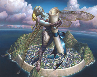 city cloud female insect_wings island not_furry outside scroll sea sky solo water wings mark_zug hasbro magic:_the_gathering wizards_of_the_coast fairy humanoid official_art