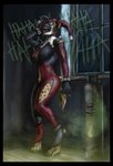 anthro breasts clothed clothing dialogue eyes_closed female fur gas hair human_to_anthro jester laugh mutagen open_mouth smile solo species_transformation text torn_clothing transformation jcheetah batman_(series) batman_vs._teenage_mutant_ninja_turtles dc_comics harley_quinn hyena_quinn hyena mammal spotted_hyena english_text hi_res