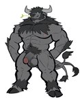 abs anthro balls biceps bovid bovine casual_nudity cattle european_mythology fur genitals greek_mythology horn humanoid_genitalia humanoid_hands humanoid_penis kulplant male mammal manly minotaur muscular muscular_anthro muscular_male mythology nipples nude pecs penis smile solo tail