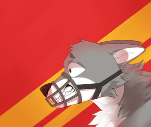 anthro bdsm bondage bound clenched_teeth ears_back fur looking_forward male muzzle_(object) muzzled pivoted_ears restraints simple_background solo submissive submissive_male teeth teeth_showing wire_basket_muzzle 0matter0 andre_wolf canid canine canis mammal wolf digital_media_(artwork)