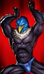 abs anthro beak biceps bulge claws clothed clothing finger_claws jockstrap jockstrap_only looking_at_viewer male male_anthro muscular muscular_male navel solo topless underwear underwear_only finbeard avian bird 2025 absurd_res digital_drawing_(artwork) digital_media_(artwork) hi_res