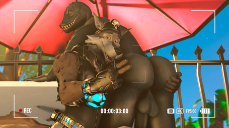 anthro balls butt camera_hud clothed clothing duo genitals looking_back male male/male nude penis photo posing_for_picture posing_nude recording red_eyes suggestive_pose yellow_eyes trashy_sfm okamical_(modeler) epic_games fortnite thunder_(fortnite) wendell_(fortnite) canid canine komodo_dragon lizard mammal monitor_lizard reptile scalie 16:9 2026 3d_(artwork) 4k absurd_res digital_media_(artwork) hi_res source_filmmaker_(artwork) widescreen