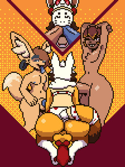 animal_genitalia animal_penis anthro canine_genitalia canine_penis double_oral femboy genitals group male male/male male_penetrated male_penetrating male_penetrating_male oral oral_penetration penetration penis sex tongue tongue_out trio ally_cream mustard_(ses_vanbrubles) canid canine capybara caviid fennec_fox fox mammal rodent true_fox animated digital_media_(artwork) hi_res pixel_(artwork) pixel_animation