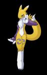 3_fingers 3_toes angry anthro black_claws black_nose black_sclera blue_eyes claws clothing ears_up feet female fingers fur gloves handwear pose simple_background slim solo toes transparent_background white_body white_fur yellow_body yellow_fur yin_yang emiridian bandai_namco digimon canid canine digimon_(species) mammal renamon 2014 absurd_res alpha_channel hi_res