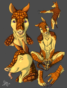anthro brown_body claws eyes_closed fur looking_at_viewer male nude nude_anthro nude_male piercing purple_eyes scales shell simple_background sitting smile solo tail tan_body tan_fur tongue tongue_out tongue_piercing eclipticafusion armadillo mammal xenarthran digital_media_(artwork) multiple_images