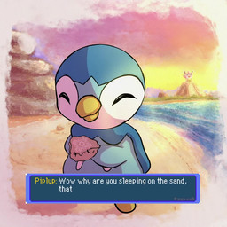 ambiguous_gender beach beak close-up detailed_background dialogue eyes_closed first_person_view light looking_at_viewer mountain open_mouth rock sand sea smile solo sunlight sunset text tongue water wigglytuff's_guild wings sound_warning spyrook 67_(meme) nintendo pokemon pokemon_mystery_dungeon spike_chunsoft guildmaster_wigglytuff avian bird generation_1_pokemon generation_4_pokemon penguin piplup pokemon_(species) wigglytuff 1:1 animated english_text shaded short_playtime sound video