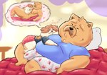 anthro bed belly big_belly big_butt biped boxers_(clothing) bulge butt clothing detailed_bulge dream duo eyes_closed finger_on_chest furniture genital_outline heart_symbol hug male male/male male_anthro muscular muscular_male nude overweight overweight_anthro overweight_male penis_outline size_difference sleeping slightly_chubby smile sound_effects speech_bubble thick_thighs underwear vowelless vowelless_sound_effect zzz ugly-rat15508 dogs_in_space netflix jerry_(dogs_in_space) loaf_(dogs_in_space) bulldog canid canine canis chow_chow domestic_dog mammal mastiff molosser spitz