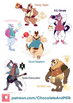 anthro apron balls belly big_belly black_body black_fur blue_apron blue_balls blue_body blue_clothing blue_fur blue_jacket blue_topwear bottomless brown_body brown_fur clock clothed clothing electric_guitar eyewear flexing flexing_bicep footwear front_view fur genitals gesture glasses green_clothing green_hat green_headwear grey_body grey_fur grin guitar half-erect hand_behind_head hand_gesture hat headgear headwear holding_beer holding_weights humanoid_genitalia humanoid_penis jacket jewelry male male_anthro moobs muscular muscular_anthro muscular_male musical_instrument necklace obese obese_anthro obese_male open_mouth overweight overweight_anthro overweight_male penis pink_penis pink_tongue plucked_string_instrument red_clothing red_footwear red_shoes red_topwear red_vest round_glasses running shoes side_view simple_background smile solo standing string_instrument tan_balls tan_body tan_fur text thumbs_up toeless_footwear toeless_shoes tongue tongue_out topwear vest watch white_background white_balls white_body white_fur wristwatch yellow_balls chocolateandmilk canid canine mammal english_text hi_res sketch_page url