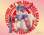 ambiguous_gender armor fur knight markings melee_weapon red_markings solo sword warrior weapon white_body white_fur cyberpikachu nintendo pokemon zangoose_day generation_3_pokemon pokemon_(species) zangoose 5:4