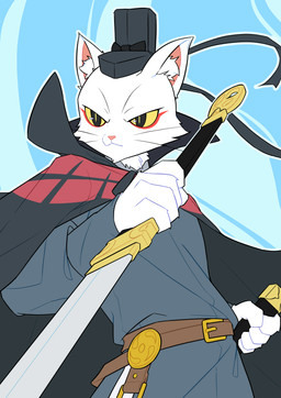 anthro chinese clothing gentleman male melee_weapon paws pose prince ready_to_fight royalty simple_background solo sword tang_dynasty weapon tracey_raccoon white_cat_legend li_bing_(white_cat_legend) felid feline mammal hi_res