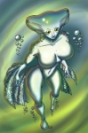 2009 animal_humanoid big_breasts blue_body breasts colored digital_media_(artwork) female fish fish_humanoid green_eyes humanoid jaeh marine marine_humanoid naturally_censored nintendo nude nude_female nude_humanoid ocarina_of_time princess_ruto solo the_legend_of_zelda underwater water zora