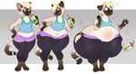 ambiguous_gender anthro athletic_wear base_one_layout basic_sequence belly belly_expansion bendy_straw beverage black_clothing black_leggings black_legwear blonde_hair blue_clothing blue_eyes blue_shirt blue_tank_top blue_topwear bodily_fluids bottomwear brown_body brown_fur bubble_tea cheek_tuft chubby_girly clothed clothing drinking drinking_straw dropping_object ear_piercing emanata expansion eyebrows facial_piercing facial_tuft femboy food fur grey_background grey_body grey_fur gym_bottomwear hair hand_on_hip highlights_(coloring) hip_expansion holding_food holding_object huge_hips huge_thighs hyper hyper_hips hyper_thighs leggings legwear linear_sequence male midriff muffin_top multicolored_body multicolored_fur navel nose_piercing one_row_layout overweight pear-shaped_figure piercing pink_bottomwear pink_clothing pink_highlights rapid_weight_gain shirt simple_background slightly_chubby slightly_chubby_anthro slightly_chubby_male solo standing surprise sweat sweatdrop tank_top thick_eyebrows thick_thighs thigh_expansion three_frame_image three_frame_sequence topwear torn_bottomwear torn_clothing torn_leggings torn_legwear tuft two_tone_body two_tone_fur wardrobe_malfunction weight_gain wide_hips mochi-squish domestic_cat felid feline felis mammal 2022 sequence male_(lore)