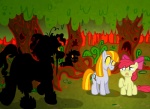 ambiguous_gender being_watched cutie_mark female feral group looking_at_another nightmare_fuel plant quadruped scared stalking tail tree wood young young_feral unknown_artist friendship_is_magic hasbro my_little_pony story_of_the_blanks apple_bloom_(mlp) ruby_(mlp) earth_pony elemental_creature equid equine flora_fauna ghost horse mammal pony spirit treant undead zombie