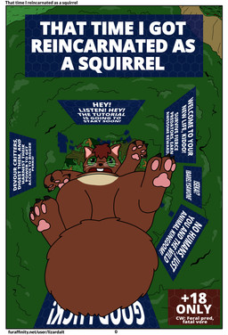 falling feral forest humor isekai male plant post-apocalyptic solo squirrel_tail text tree vore lizarddude812 sunshine_(lizarddude812) american_red_squirrel mammal pine_squirrel rodent sciurid tree_squirrel comic cover cover_art cover_page english_text hi_res url