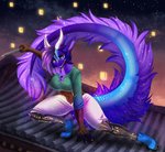 4_toes 5_fingers anthro breasts eyebrows eyelashes feet female fingers hair purple_hair smile solo tail toes aimi asian_mythology east_asian_mythology mythology dragon eastern_dragon mythological_creature mythological_scalie scalie 2020 digital_media_(artwork)