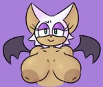 anthro areola big_areola big_breasts big_nipples breasts eyelashes eyeshadow female fur green_eyes makeup membrane_(anatomy) membranous_wings nipples nude purple_background purple_eyeshadow simple_background smile solo tan_areola tan_body tan_nipples tan_skin white_body white_fur wings sleepyslut sega sonic_the_hedgehog_(series) rouge_the_bat bat mammal absurd_res hi_res