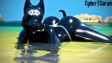 all_fours animal_mask beach clothing drone dronesuit female fleshlight_gag gag gesture hand_gesture latex latex_body latex_clothing latex_skin latex_skinsuit mask penetrable_sex_toy pose posing_for_the_viewer pup_mask sex_toy skinsuit solo swimwear tight_clothing cybersaran final_fantasy final_fantasy_xiv square_enix obedient_drone_(cybersaran) garlean humanoid latex_creature living_latex 16:9 hi_res widescreen