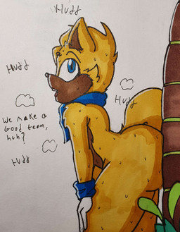 against_natural_surface against_surface against_tree anthro big_butt blue_eyes bodily_fluids breath butt femboy hand_on_knee hand_on_leg kerchief leaning leaning_forward looking_at_viewer male palm_tree panting plant solo sweat sweatdrop talking_to_viewer text thick_thighs tree justsomeidiotonline sega sonic_the_hedgehog_(series) ray_the_flying_squirrel flying_squirrel mammal rodent sciurid absurd_res english_text hi_res traditional_media_(artwork)