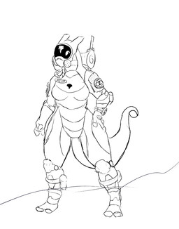 anthro female gas_mask machine mask military pose simple_background sketchy solo tail qirtev android robot synth_(vader-san) sketch