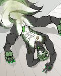 anthro anus ass_up balls butt claws fart fart_cloud genitals green_eyes green_penis hazard_symbol jewelry male male_farting necklace necklace_only nude pawpads penis radiation_symbol slim smelly solo symbol tail thick_tail yaoi_poop nt_skunkington mammal mephitid skunk hi_res