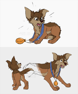 black_nose brown_body brown_fur brown_markings dipstick_tail feral fur gold_medal male markings medal mole_(marking) multiple_poses open_mouth pose solo tail tail_markings tan_body tan_fur young azzai all_dogs_go_to_heaven don_bluth charlie_barkin canid canine canis domestic_dog mammal 5:6 colored colored_sketch digital_drawing_(artwork) digital_media_(artwork) flat_colors sketch