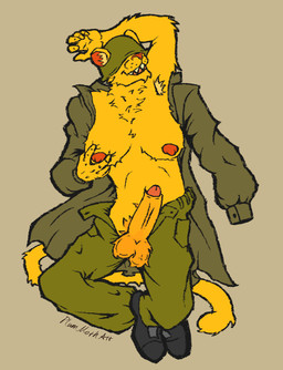 anthro armpit_hair balls body_hair boots bottomwear breast_grab breasts clothing footwear genitals gynomorph hand_on_breast herm hidden_eyes intersex military military_uniform nipples pants penis pubes relaxing shoes solo tail undressing uniform plum_moth velvet_moth warhammer_(franchise) warhammer_40000 felid lion mammal pantherine absurd_res hi_res