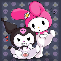 anus blush breasts butt cervix chibi clothing crotch_lines embarrassed featureless_breasts featureless_chest featureless_feet featureless_hands feet female flashing flashing_pussy flat_chested flower genitals hat headgear headwear heart_symbol hood_only innie_vulva looking_at_viewer mischievous_smile mostly_nude plant plump_labia presenting presenting_cervix presenting_crotch presenting_hindquarters presenting_vulva question_mark shortstack smile spade_tail spread_legs spread_vulva spreading standing tail tape thick_thighs vulva vulva_spreading_tape white_body young young_female scarr_(artist) onegai_my_melody sanrio kuromi my_melody demon lagomorph leporid mammal rabbit 1:1 2025 hi_res
