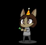 birthday clothing female hat headgear headwear party_hat solo pipepo cha_hieun canid canine canis domestic_dog mammal aliasing animated digital_media_(artwork) low_res short_playtime