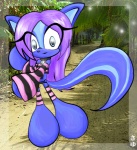 anthro biped blue_eyes blue_markings chibi clothed clothing female flat_chested fur hair looking_at_viewer markings photo_background pose purple_body purple_fur purple_hair solo standing tail misaki_(artist) sega sonic_the_hedgehog_(series) fan_character indie_(character) mammal mephitid skunk striped_skunk photography_(artwork)