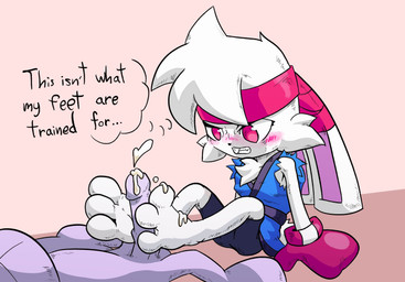 anthro duo faceless_character faceless_male feet foot_fetish foot_play footjob male male/male paws sex text innerkero keroberry1 shu_(keroberry1) human lagomorph leporid mammal rabbit english_text hi_res