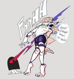 4_toes 5_fingers anthro attack barefoot bulge clothing dialogue duo feet fingers hair male paws plantigrade size_difference text toes underwear white_hair submarine_screw undertale undertale_(series) asriel_dreemurr_(god_form) boss_monster_(undertale) bovid caprine mammal 2022 english_text
