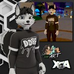anthro black_body black_fur bottomwear clothed clothing fur heterochromia hoodie male pants shirt solo tail topwear vrchat_model white_body white_fur xca zgf_art vrchat jdhusky2020 canid canine canis domestic_dog husky mammal nordic_sled_dog spitz 1:1 2025 3d_(artwork) digital_media_(artwork) hi_res