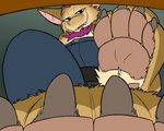 4_toes anthro claws duo feet first_person_view foot_fetish foot_focus foot_play looking_at_viewer low-angle_view male pawpads paws soles toe_claws toes under_table under_table_pov scruffkerfluff victni_(artist) irvine_(technoplatypus) bat mammal 5:4