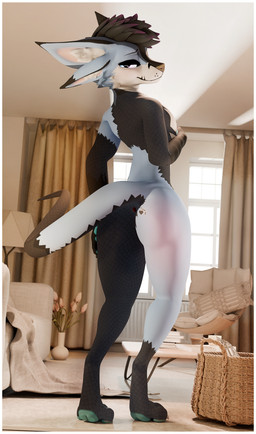 anthro anus black_body black_border black_scales blue_body blue_fur border butt butt_tattoo fur genitals hair looking_at_viewer looking_pleasured male markings nude paws penis presenting presenting_anus raised_tail scales seductive smile smiling_at_viewer solo tail tattoo text white_body white_fur lill_esp abiboi_(modeler) lill_espion deuzear 3d_(artwork) absurd_res blender_(artwork) digital_media_(artwork) hi_res