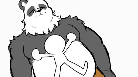 anthro belly clothed clothing duo eyes_closed eyewear fur glasses male motorboating multicolored_body multicolored_fur musclegut muscular pecs topless topless_anthro topless_male faileddumbfuck mihoyo zenless_zone_zero pan_yinhu bear giant_panda mammal 16:9 2025 animated animated_gif short_playtime widescreen