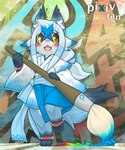 alternate_species anthro asian_clothing blue_body blue_fur brush clothing east_asian_clothing female fur furrification giant_brush hair haori japanese_clothing kemono long_hair solo kame_3 pixiv domestic_cat felid feline felis mammal 5:6 hi_res